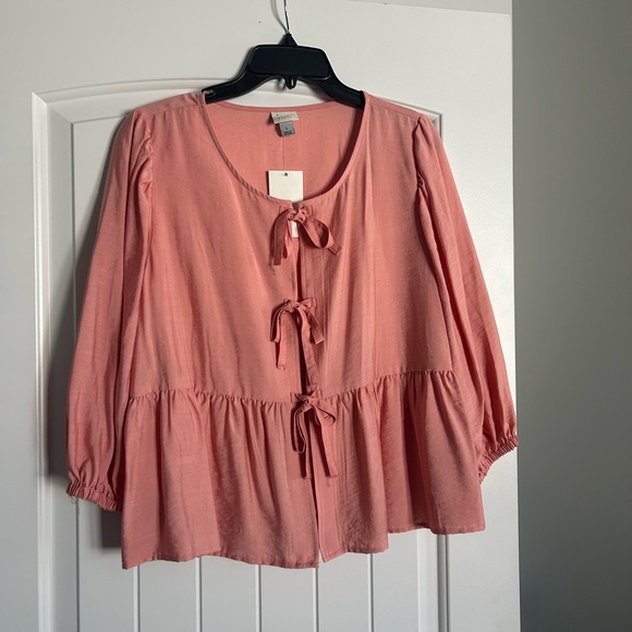 NWT Women’s A New Day Pink Tie Down Flyaway Top - Size L - Picture 3 of 16